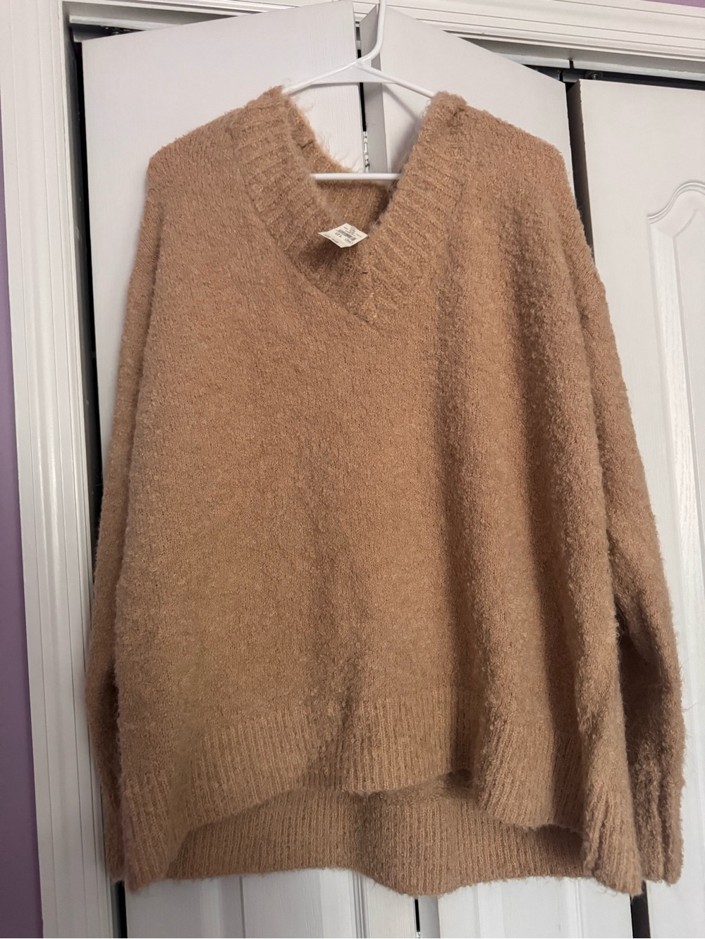 aerie Women's V-Neck Sweater in Camel - size large NWT